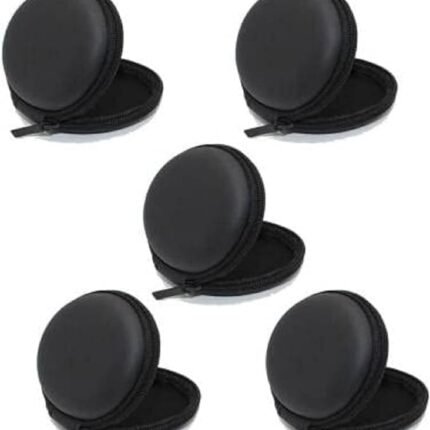 EDNITA Earphone Pouch Case Cover Carrying Storage Case for Headphone |Headset | Pen Drives | SD Cards & All Mobile Accessories - Black - Pack of - 5