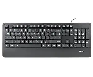 Acer OfficeKey Wired Keyboard with Palm Rest | Plug & Play USB 2.0 | Co-Pilot Shortcut Key | Rupee ₹ Symbol | 10M Keystroke Life | 104 Chiclet Keys | Windows & Mac Compatible – Black