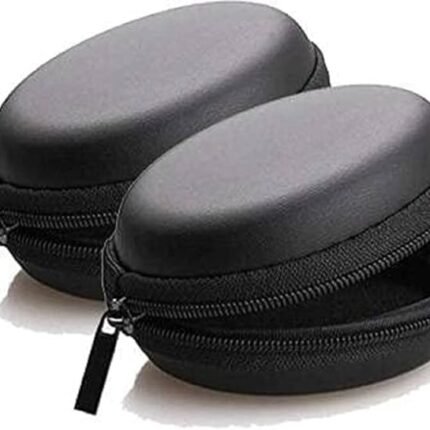 EDNITA Earphone Pouch Case Cover Carrying Storage Case for Headphone |Headset | Pen Drives | SD Cards & All Mobile Accessories - Black - Pack of - 2