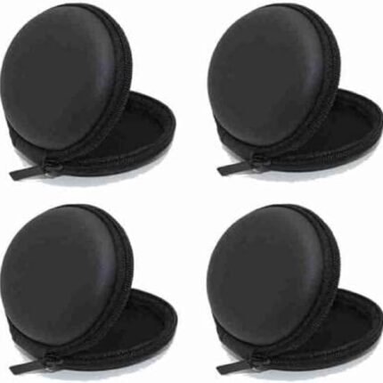 EDNITA Earphone Pouch Case Cover Carrying Storage Case for Headphone |Headset | Pen Drives | SD Cards & All Mobile Accessories - Black - Pack of - 4