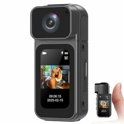S80 Thumb Camera Mini Action Camera | 180° Rotatable Lens | 1.47” IPS Screen | WiFi Connectivity | Loop Recording | Compact Pocket Camera for Travel, Vlogging & Dash Cam Use (Black)