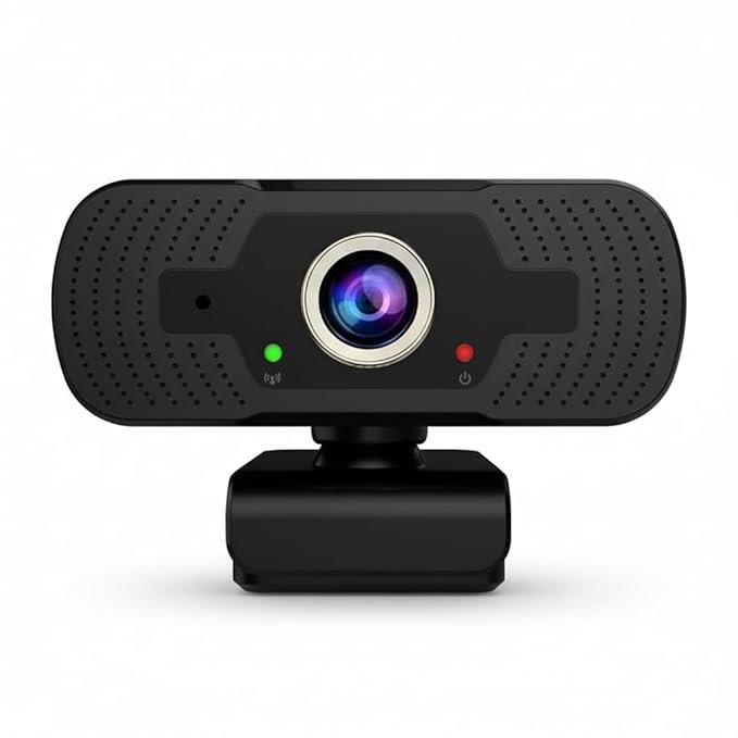 HD Webcam with Built-in Microphone, 1080P USB Computer Camera, Black, Wide-Angle Lens for Video Conferencing, Streaming