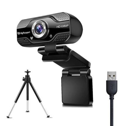 BigPassport 1080P Full HD Webcam with Mic | USB Camera for Laptop, PC, Video Calling, Online Classes, Zoom, Skype – Night Vision 3P Lens, 30 FPS Streaming – Plug & Play
