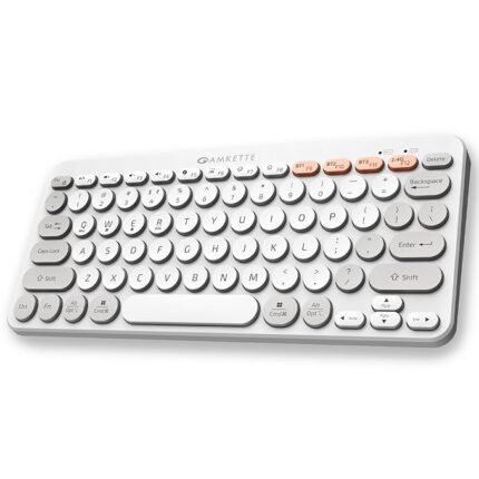 Amkette New and Improved Optimus BT 4 in 1 Multi Device Wireless Keyboard/Bluetooth Keyboard | One Click Device Switching and AI Access for Windows, MacOs, Android and iOS, Dual OS Layout (White)