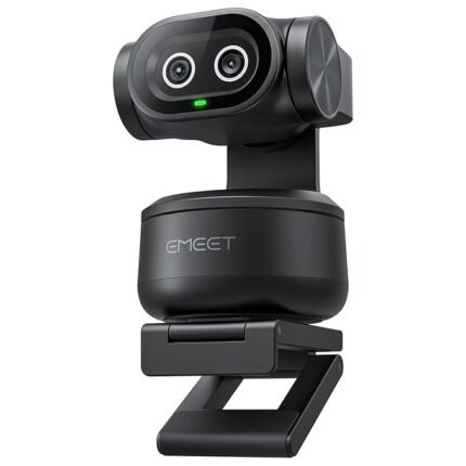 eMeet PIXY 4K Dual-Camera AI-Powered PTZ Webcam with AI Tracking, 0.2s Autofocus, Sony Sensor, 3 Mics, Presets, and Gesture Control – Compatible with OBS, Twitch, Switch 2, and Streaming