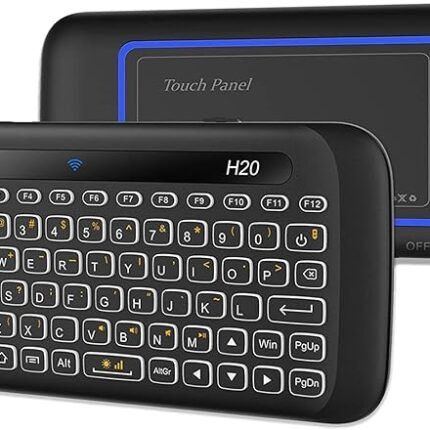 Mini Wireless Keyboard,H20 Mini Keyboard with Touchpad, Colorful Backlit Small Wireless Keyboard,Full Size Touchpad, Handheld IR Remote Keyboard for Android TV Box Windows etc (EPL-600KM)