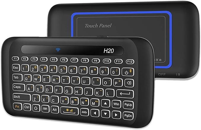 Mini Wireless Keyboard,H20 Mini Keyboard with Touchpad, Colorful Backlit Small Wireless Keyboard,Full Size Touchpad, Handheld IR Remote Keyboard for Android TV Box Windows etc (EPL-600KM)