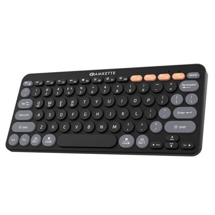 Amkette New and Improved Optimus BT 4 in 1 Multi Device Wireless Keyboard/Bluetooth Keyboard | One Click Device Switching and AI Access for Windows, MacOs, Android and iOS, Dual OS Layout (Black)