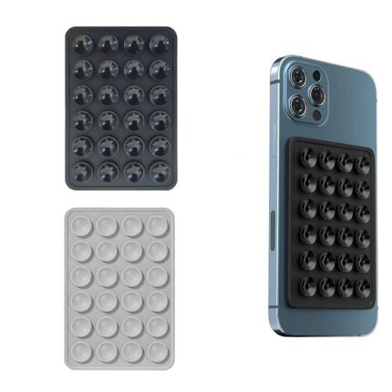 INEFABLE Suction Phone Case, Phone Suction Sticker, Silicone Suction Phone Case for Hands-Free Mobile Accessory Holder Grip, Video Phone Accessory (Black,Light Grey - Pack of 2)