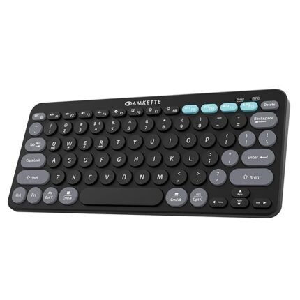 Amkette Optimus BT Plus Wireless Keyboard/Bluetooth Keyboard for Laptop | Compact design.Powerful Firmware. 2.4G+3xBT, Type-C Rechargeable, 1 Click Device Switching & AI Access, Dual OS Layout (Black)