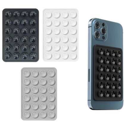 INEFABLE Suction Phone Case, Phone Suction Sticker, Silicone Suction Phone Case for Hands-Free Mobile Accessory Holder Grip, Video Phone Accessory (Black,Grey,White - Pack of 3)