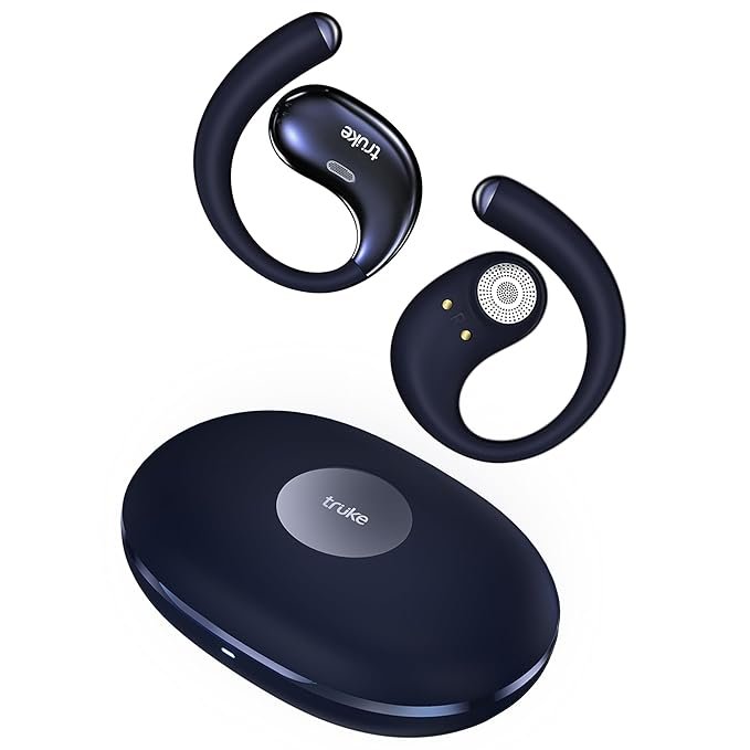 truke New Launch ResonanceX Open Ear wireless Earbuds, 24-bit Spatial Audio, 70Hrs Playtime with Fast Charging, 16mm Titanium Drivers, 40ms Low Latency, Quad Mic ENC Calls, Made in India (Indigo Blue)