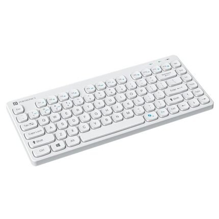 Portronics Bubble Multimedia Wireless Keyboard 2.4 GHz & Bluetooth 5.0 Connectivity, Noiseless Experience, Compact Size for iOS iPad Air, Pro, Mini, Android, Windows Tablets PC Smartphone(White)