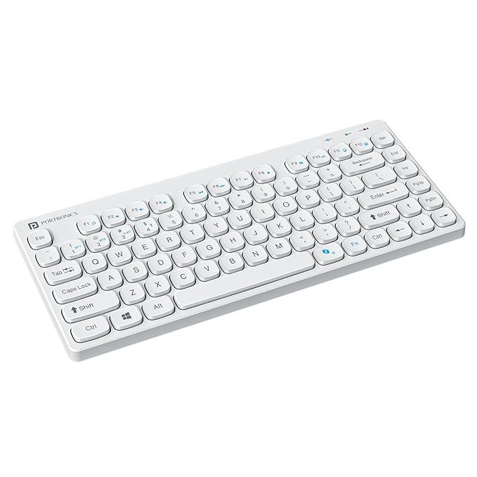 Portronics Bubble Multimedia Wireless Keyboard 2.4 GHz & Bluetooth 5.0 Connectivity, Noiseless Experience, Compact Size for iOS iPad Air, Pro, Mini, Android, Windows Tablets PC Smartphone(White)
