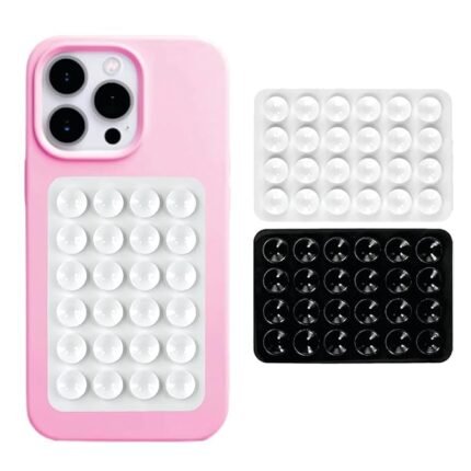 INEFABLE Suction Phone Case, Phone Suction Sticker, Silicone Suction Phone Case for Hands-Free Mobile Accessory Holder Grip, Video Phone Accessory (Black,White - Pack of 2)