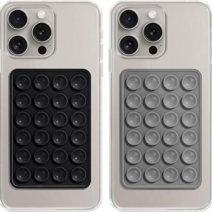 INEFABLE Suction Phone Case, Phone Suction Sticker, Silicone Suction Phone Case for Hands-Free Mobile Accessory Holder Grip, Video Phone Accessory (Black,Dark Grey - Pack of 2)