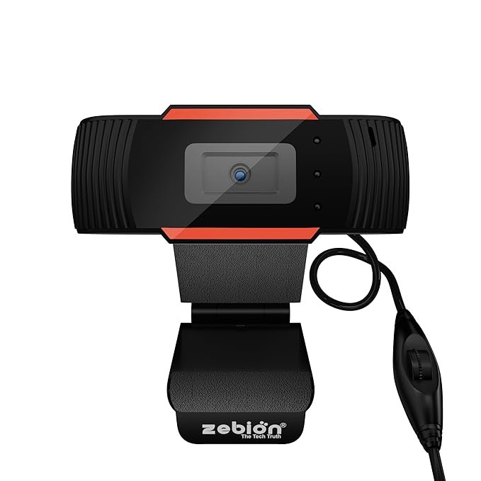 Zebion Vision Webcam HD 720p, Driverless DSP Chip, 4X Digital Zoom|Digital Video|CMOS Sensor|Built-in Mic| LED Lights, 30fps, Plug and Play USB Interface, Auto White Balance (USB 2.0)
