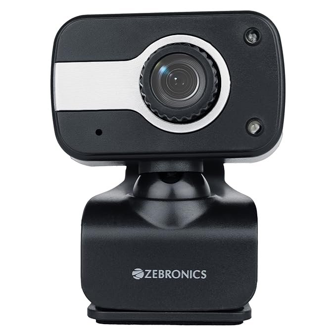 Zebronics Zeb-Crystal Clear Web Camera, 0.3 MP with USB with 3P Lens,Built-in Microphone,Auto White Balance,Night Vision and Manual Switch for LED (Black)