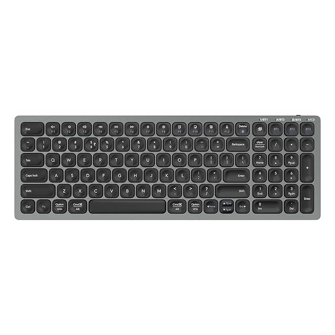 Zebronics Bluetooth 5.0 Keyboard for Mac, Windows, Android, Up to 3 Connections, Built-in Rechargeable Battery, Scissor switches, 99 Keys Full Size Layout, Slim Design, Type C K5001MW
