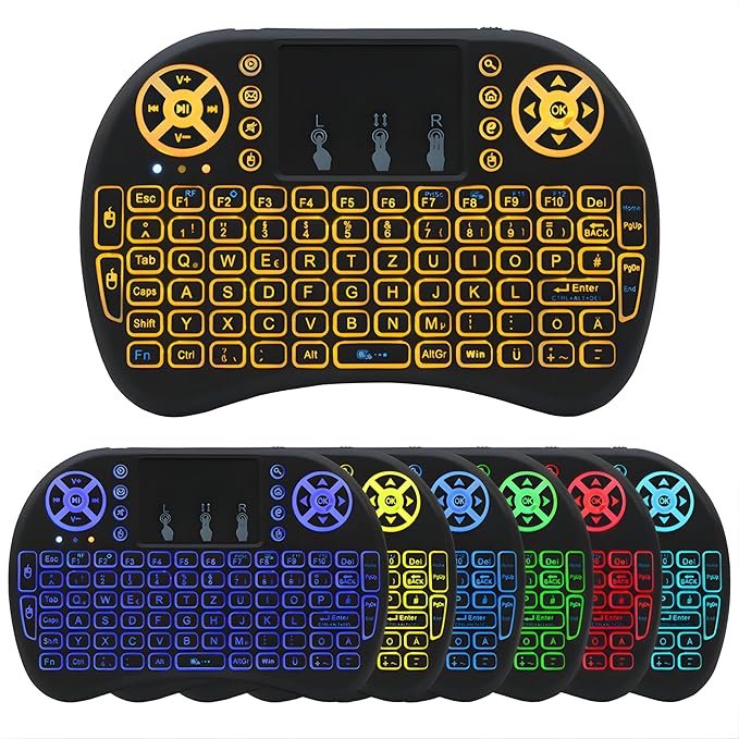 Mini Wireless Keyboard with Touchpad (92 Keys), Backlit 2.4G & Bluetooth Portable Remote Control for Smart TV, Fire TV Stick, Android TV Box, PC, Laptop, Windows, Mac, Tablet & Smartphone