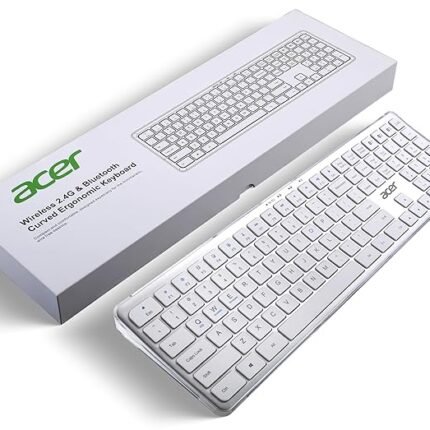 Acer Clearview Curved Transparent Wireless Rechargeable Keyboard I Dual Connection Bluetooth + 2.4 G I Multi-Device Connection with 3 Bluetooth Connect I Supports iOS, Android, Windows, MAC System