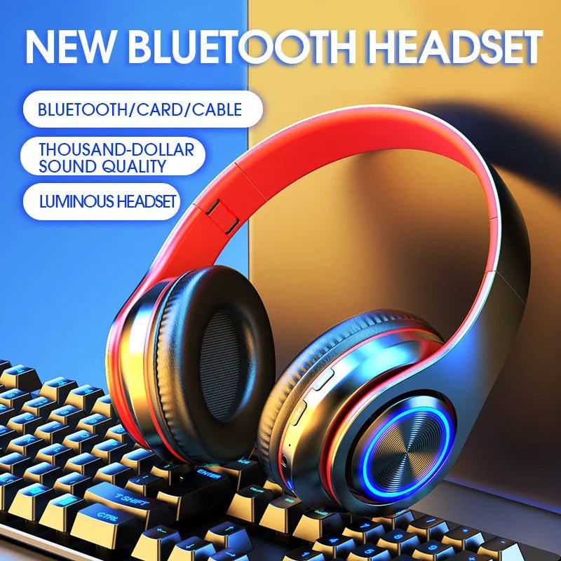 NNEOBA Wireless Bluetooth Headphone with Colorful Lights(Red) - Image 2