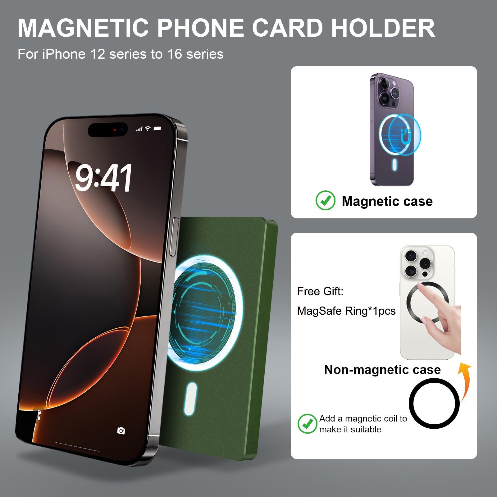 RFID Blocking Wallet Minimalist Slim Card Holder for Magsafe with Adjustable Stand, Metal Pop Up Magnetic Wallet for Men TOYFID - Image 10