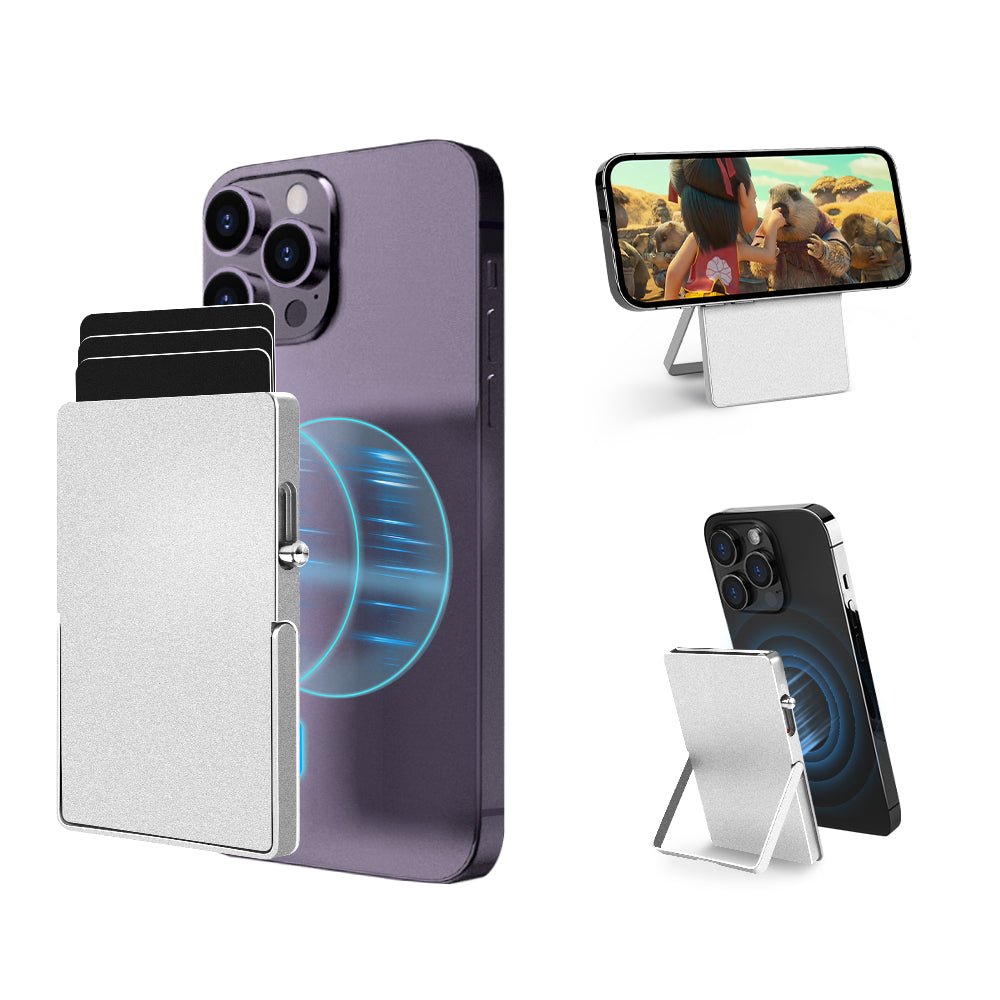 RFID Blocking Wallet Minimalist Slim Card Holder for Magsafe with Adjustable Stand, Metal Pop Up Magnetic Wallet for Men TOYFID - Image 7